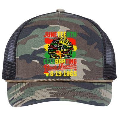 Juneteenth Freedom 1865 Celebrating Emancipation Black Women Retro Rope Trucker Hat Cap