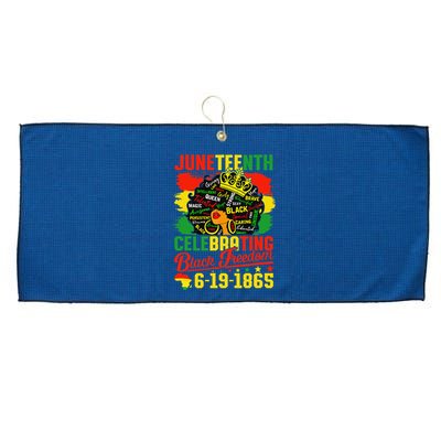 Juneteenth Freedom 1865 Celebrating Emancipation Black Women Large Microfiber Waffle Golf Towel