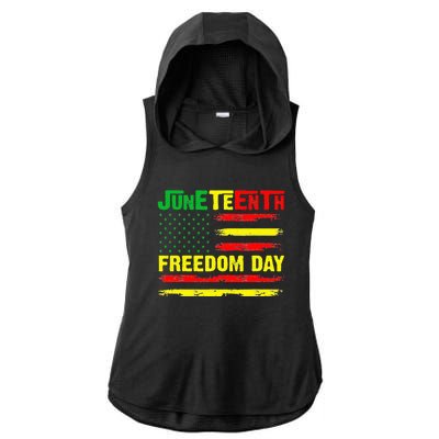 Juneteenth Flag 1865 Black Pride African American History Ladies PosiCharge Tri-Blend Wicking Draft Hoodie Tank