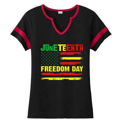 Juneteenth Flag 1865 Black Pride African American History Ladies Halftime Notch Neck Tee