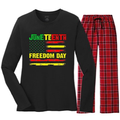 Juneteenth Flag 1865 Black Pride African American History Women's Long Sleeve Flannel Pajama Set 