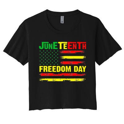 Juneteenth Flag 1865 Black Pride African American History Women's Crop Top Tee