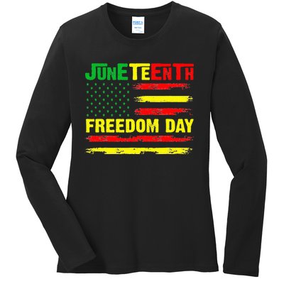 Juneteenth Flag 1865 Black Pride African American History Ladies Long Sleeve Shirt