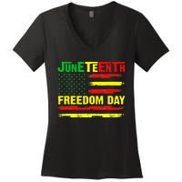 Juneteenth Flag 1865 Black Pride African American History Women's V-Neck T-Shirt