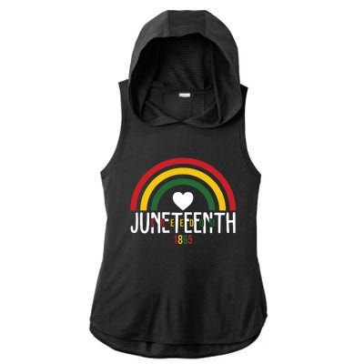 Juneteenth Freedom 1865 Rainbow Ladies PosiCharge Tri-Blend Wicking Draft Hoodie Tank