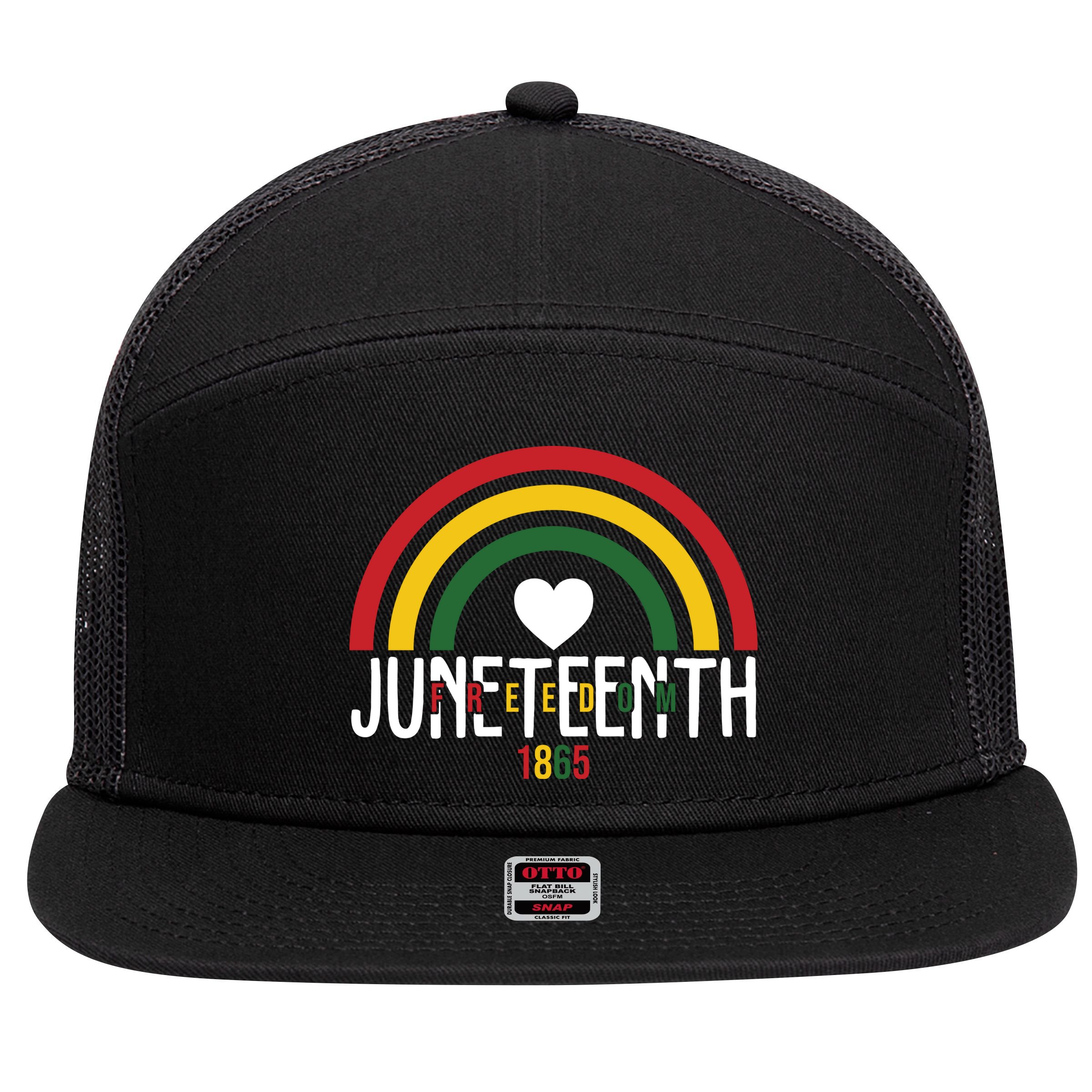 Juneteenth Freedom 1865 Rainbow 7 Panel Mesh Trucker Snapback Hat