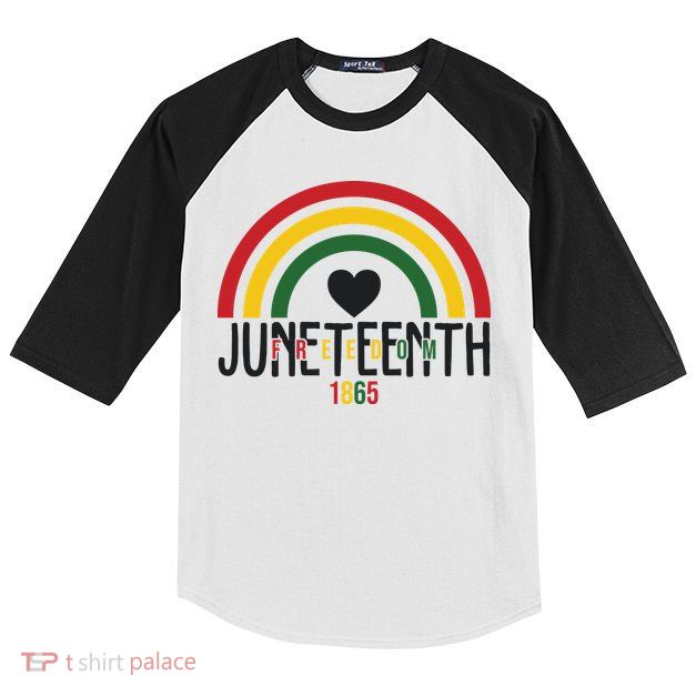 Juneteenth Freedom 1865 Rainbow Kids Colorblock Raglan Jersey