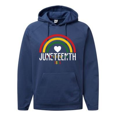 Juneteenth Freedom 1865 Rainbow Performance Fleece Hoodie