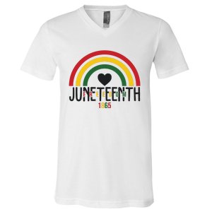 Juneteenth Freedom 1865 Rainbow V-Neck T-Shirt