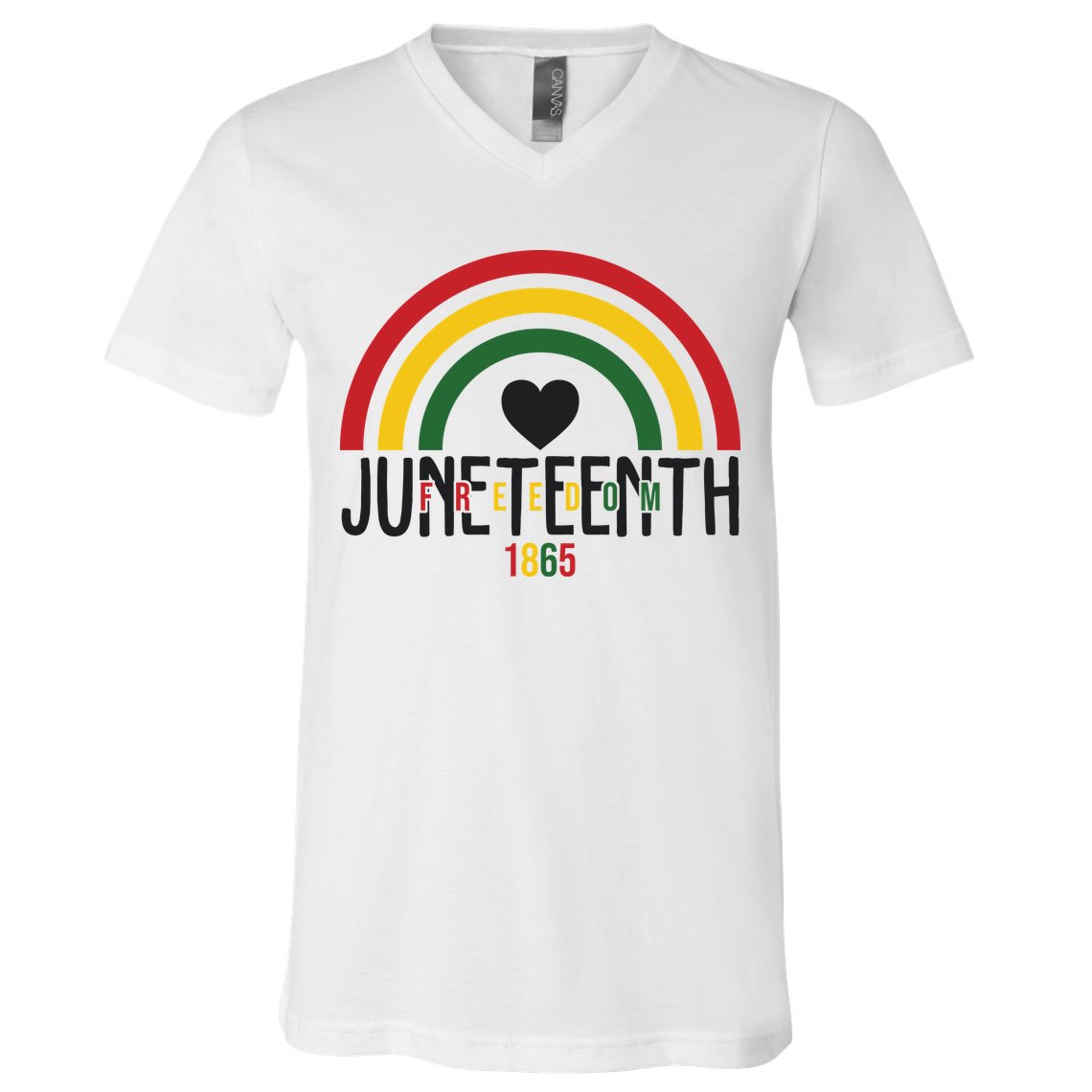 Juneteenth Freedom 1865 Rainbow V-Neck T-Shirt