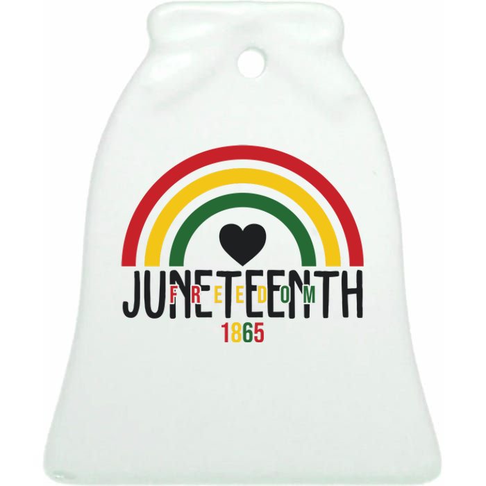 Juneteenth Freedom 1865 Rainbow Ceramic Bell Ornament