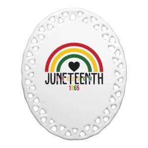 Juneteenth Freedom 1865 Rainbow Ceramic Oval Ornament