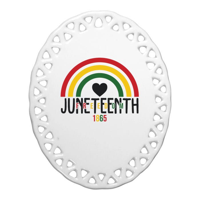 Juneteenth Freedom 1865 Rainbow Ceramic Oval Ornament