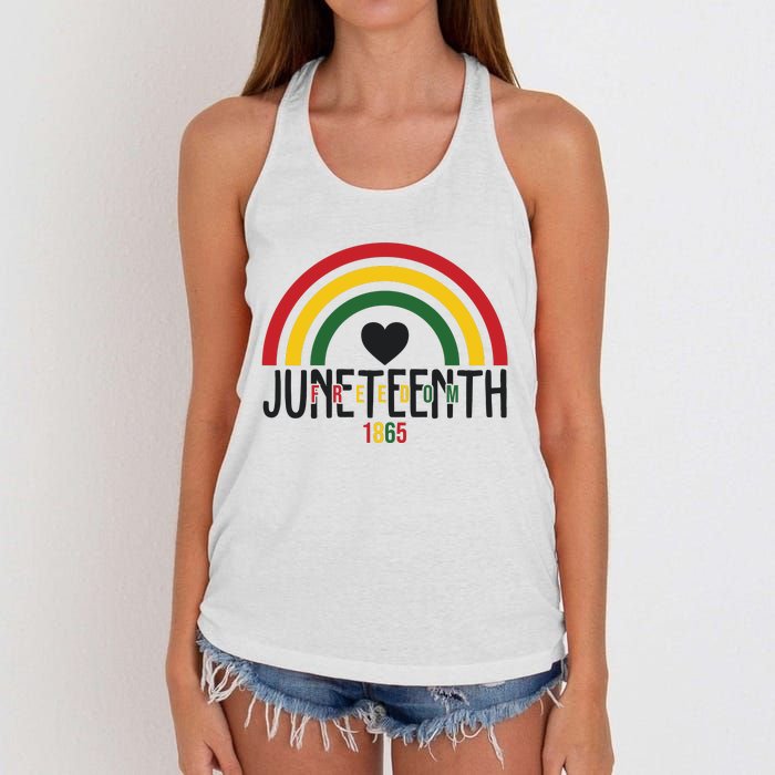 Juneteenth Freedom 1865 Rainbow Women's Knotted Racerback Tank