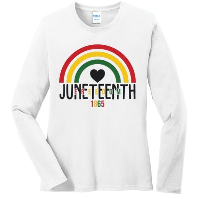 Juneteenth Freedom 1865 Rainbow Ladies Long Sleeve Shirt