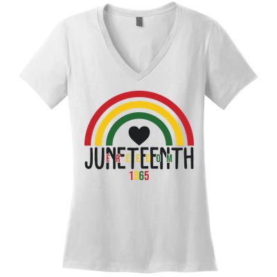 Juneteenth Freedom 1865 Rainbow Women's V-Neck T-Shirt