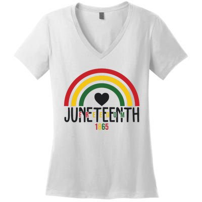 Juneteenth Freedom 1865 Rainbow Women's V-Neck T-Shirt