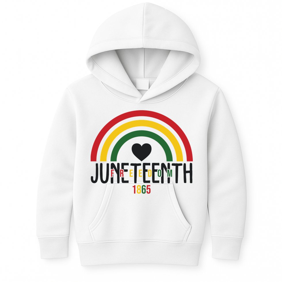 Juneteenth Freedom 1865 Rainbow Kids Hoodie