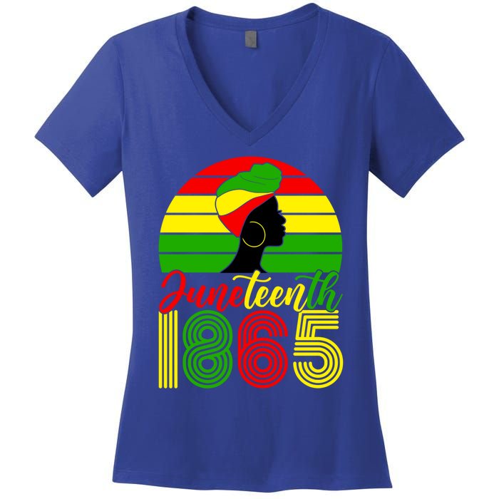 Juneteenth Freedom 1865 Black History African Mother's Day Cute Gift Women's V-Neck T-Shirt