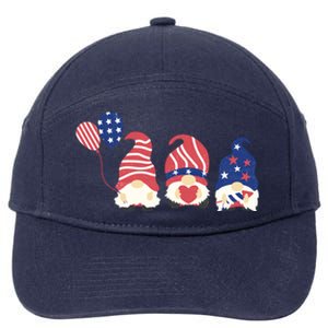 July Fourth 4th Of July Gnome Fireworks Funny Cool Gift 7-Panel Snapback Hat