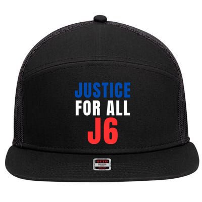 Justice For All J6 Red White And Blue, First Amendment, Freedom 7 Panel Mesh Trucker Snapback Hat