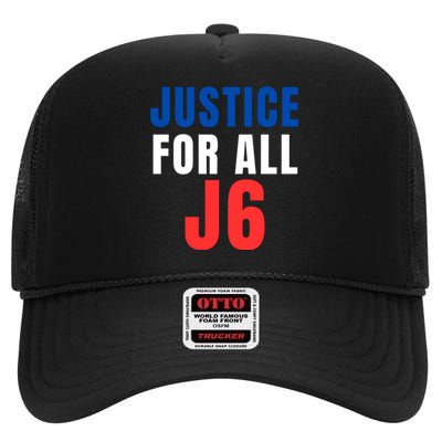 Justice For All J6 Red White And Blue, First Amendment, Freedom High Crown Mesh Back Trucker Hat