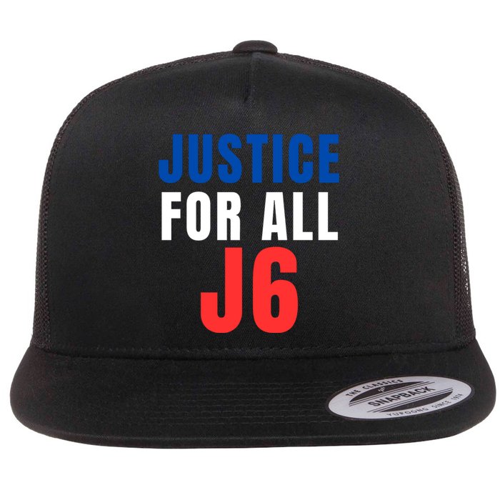 Justice For All J6 Red White And Blue, First Amendment, Freedom Flat Bill Trucker Hat