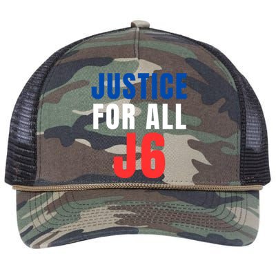 Justice For All J6 Red White And Blue, First Amendment, Freedom Retro Rope Trucker Hat Cap