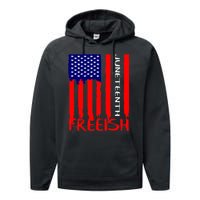 Juneteenth Freeish American Flag Performance Fleece Hoodie