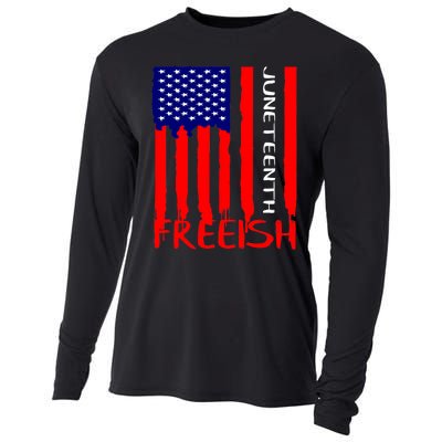 Juneteenth Freeish American Flag Cooling Performance Long Sleeve Crew