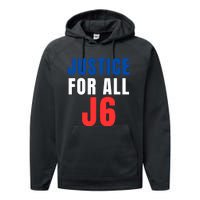 Justice For All J6, Red White And Blue, First Amendment, Freedom Performance Fleece Hoodie