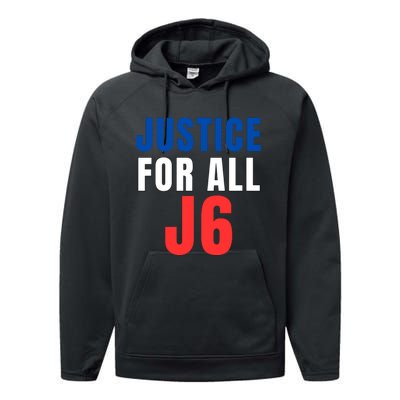 Justice For All J6, Red White And Blue, First Amendment, Freedom Performance Fleece Hoodie