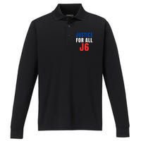 Justice For All J6, Red White And Blue, First Amendment, Freedom Performance Long Sleeve Polo