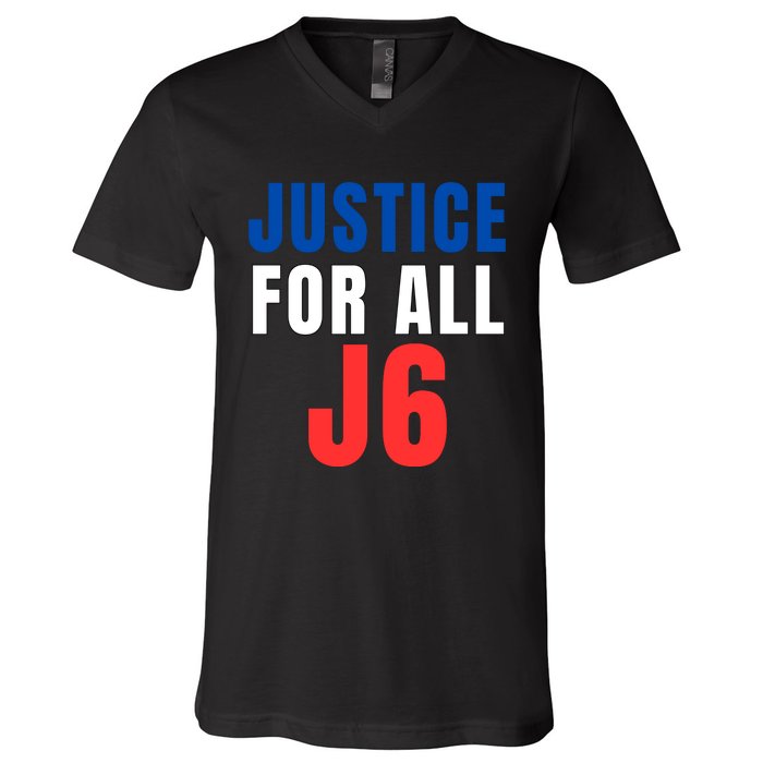 Justice For All J6, Red White And Blue, First Amendment, Freedom V-Neck T-Shirt