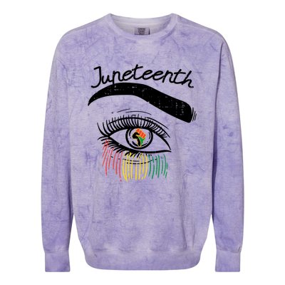 Juneteenth Flag African Eye June 19th Black Pride Women Gift Colorblast Crewneck Sweatshirt