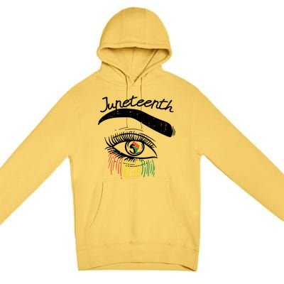 Juneteenth Flag African Eye June 19th Black Pride Women Gift Premium Pullover Hoodie