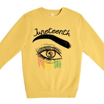 Juneteenth Flag African Eye June 19th Black Pride Women Gift Premium Crewneck Sweatshirt