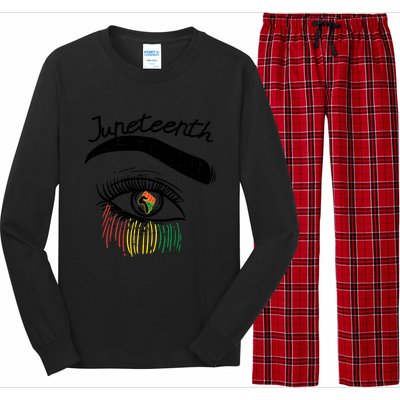 Juneteenth Flag African Eye June 19th Black Pride Women Gift Long Sleeve Pajama Set