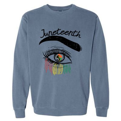 Juneteenth Flag African Eye June 19th Black Pride Women Gift Garment-Dyed Sweatshirt