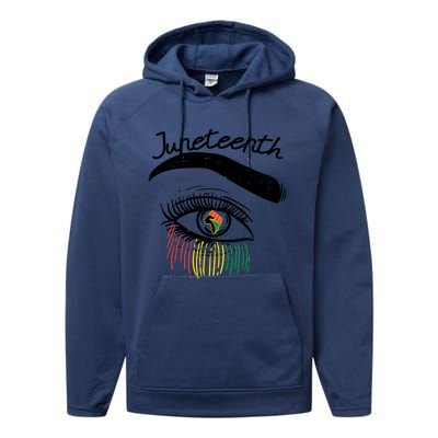 Juneteenth Flag African Eye June 19th Black Pride Women Gift Performance Fleece Hoodie