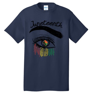 Juneteenth Flag African Eye June 19th Black Pride Women Gift Tall T-Shirt