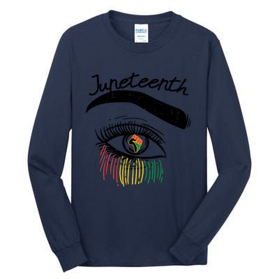 Juneteenth Flag African Eye June 19th Black Pride Women Gift Tall Long Sleeve T-Shirt