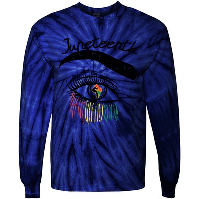 Juneteenth Flag African Eye June 19th Black Pride Women Gift Tie-Dye Long Sleeve Shirt