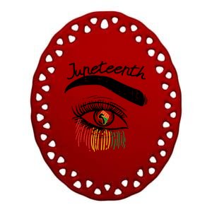 Juneteenth Flag African Eye June 19th Black Pride Women Gift Ceramic Oval Ornament