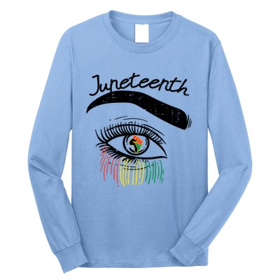 Juneteenth Flag African Eye June 19th Black Pride Women Gift Long Sleeve Shirt