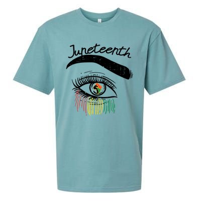 Juneteenth Flag African Eye June 19th Black Pride Women Gift Sueded Cloud Jersey T-Shirt