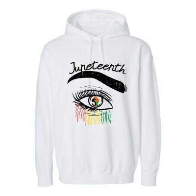 Juneteenth Flag African Eye June 19th Black Pride Women Gift Garment-Dyed Fleece Hoodie