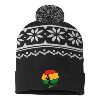 Juneteenth Female Afro African American USA-Made Snowflake Beanie