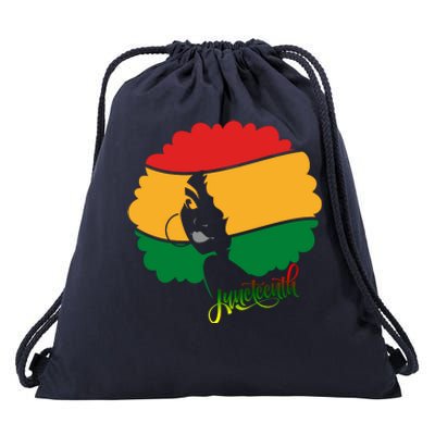 Juneteenth Female Afro African American Drawstring Bag