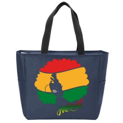 Juneteenth Female Afro African American Zip Tote Bag